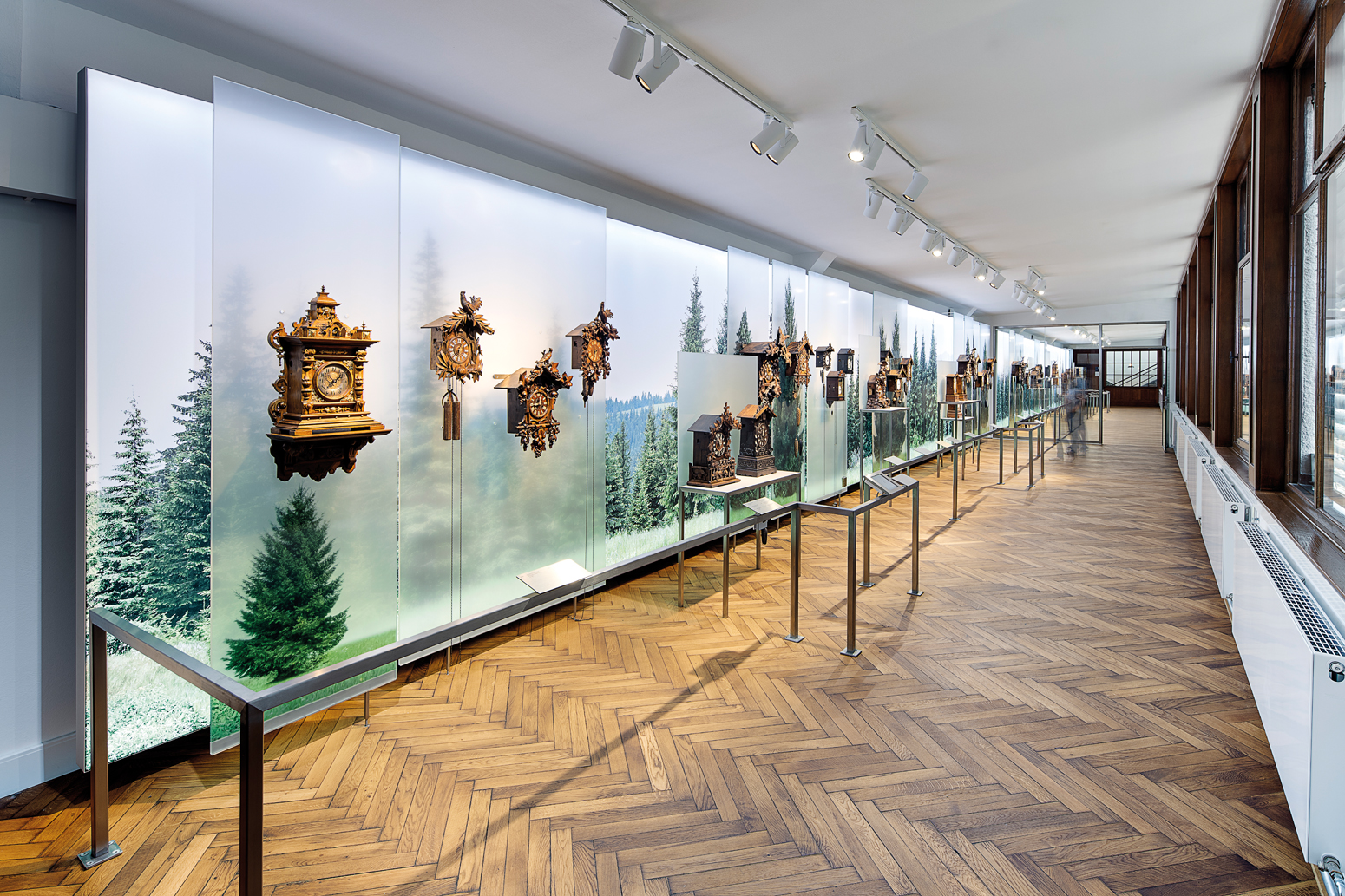 Lichtwände mit Schwarzwaldmotiven.